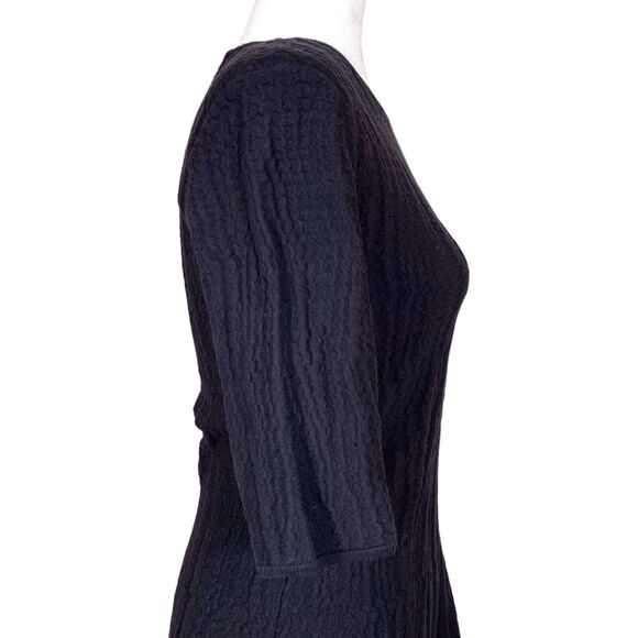& OTHER STORIES Textured Fit & Flare Dress Size Medium 3/4 Sleeve Black LBD EUC - Picture 10 of 16